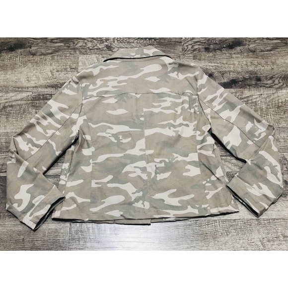 NWT Adyson Parker Camo Jacket Sz L Chest 40/42” Moto Jacket Womens Green Camo - Picture 2 of 6